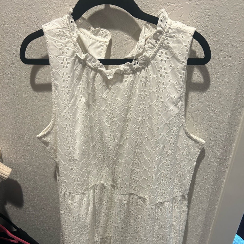 Loft white eyelet tiered dress
